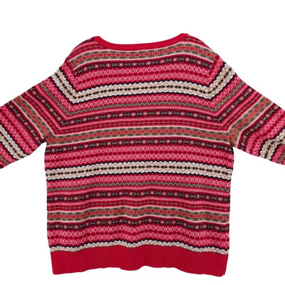 NWT TALBOTS Fair Isle Red Colorful Sweater Crew Neck Pullover Cotton Blend Sz 2X - Picture 4 of 6